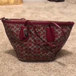 Red Coach coated canvas tote